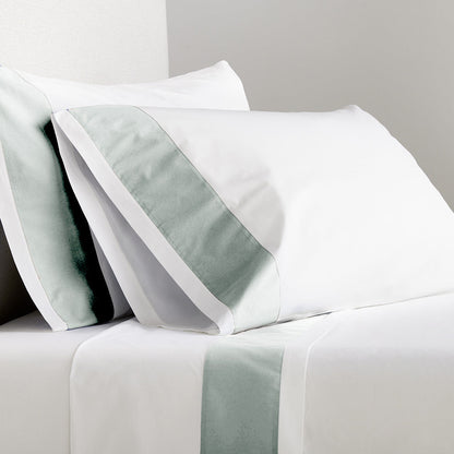 seafoam wide-band bedding percale cotton