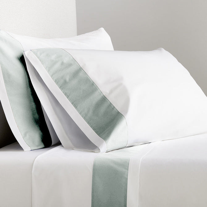 seafoam wide-band bedding percale cotton