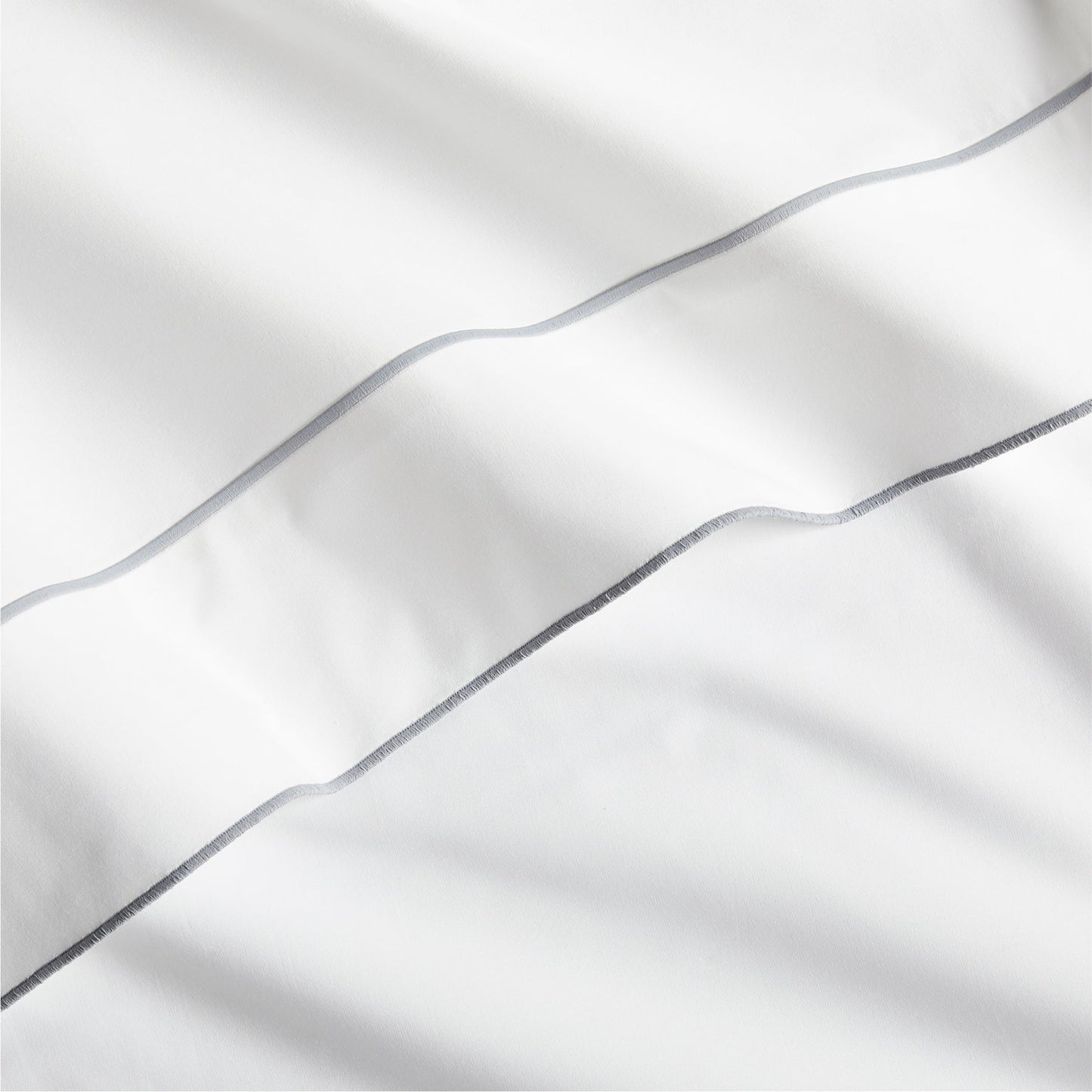Grey Border Satin Stitch Percale Sheet Set