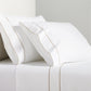 Khaki Border Satin Stitch Percale Sheet Set