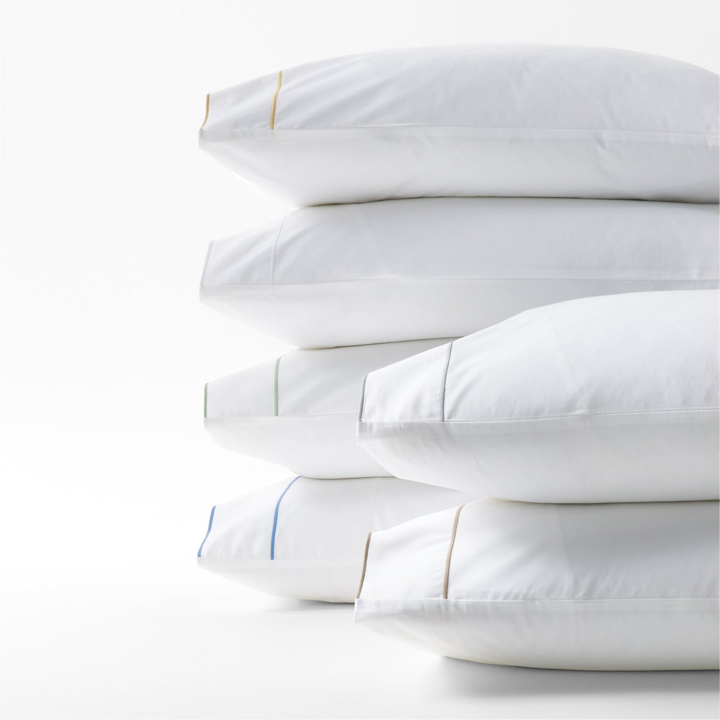 Seafoam Green Border Satin Stitch Percale Sheet Set