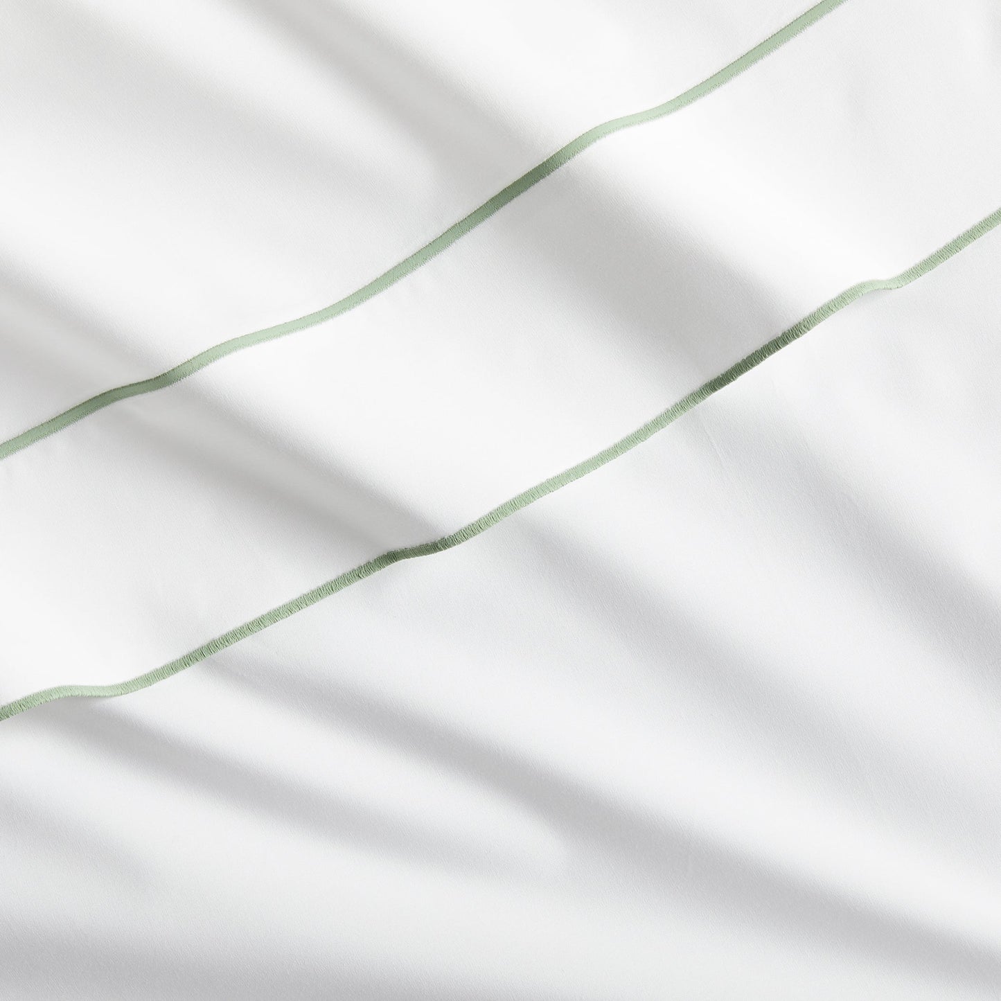 Seafoam Green Border Satin Stitch Percale Sheet Set