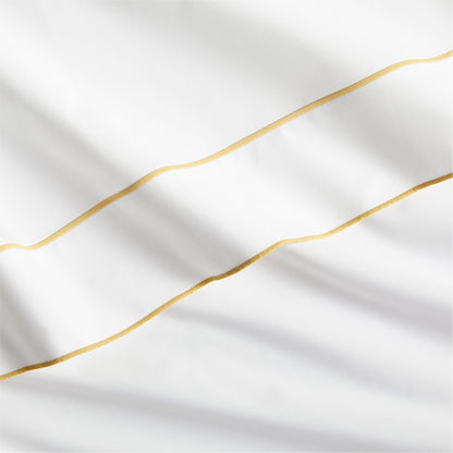 Yellow Border Satin Stitch Percale Sheet Set