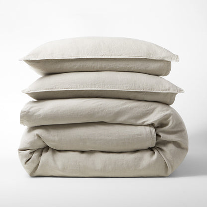 Khaki Washed Linen Duvet and Sham
