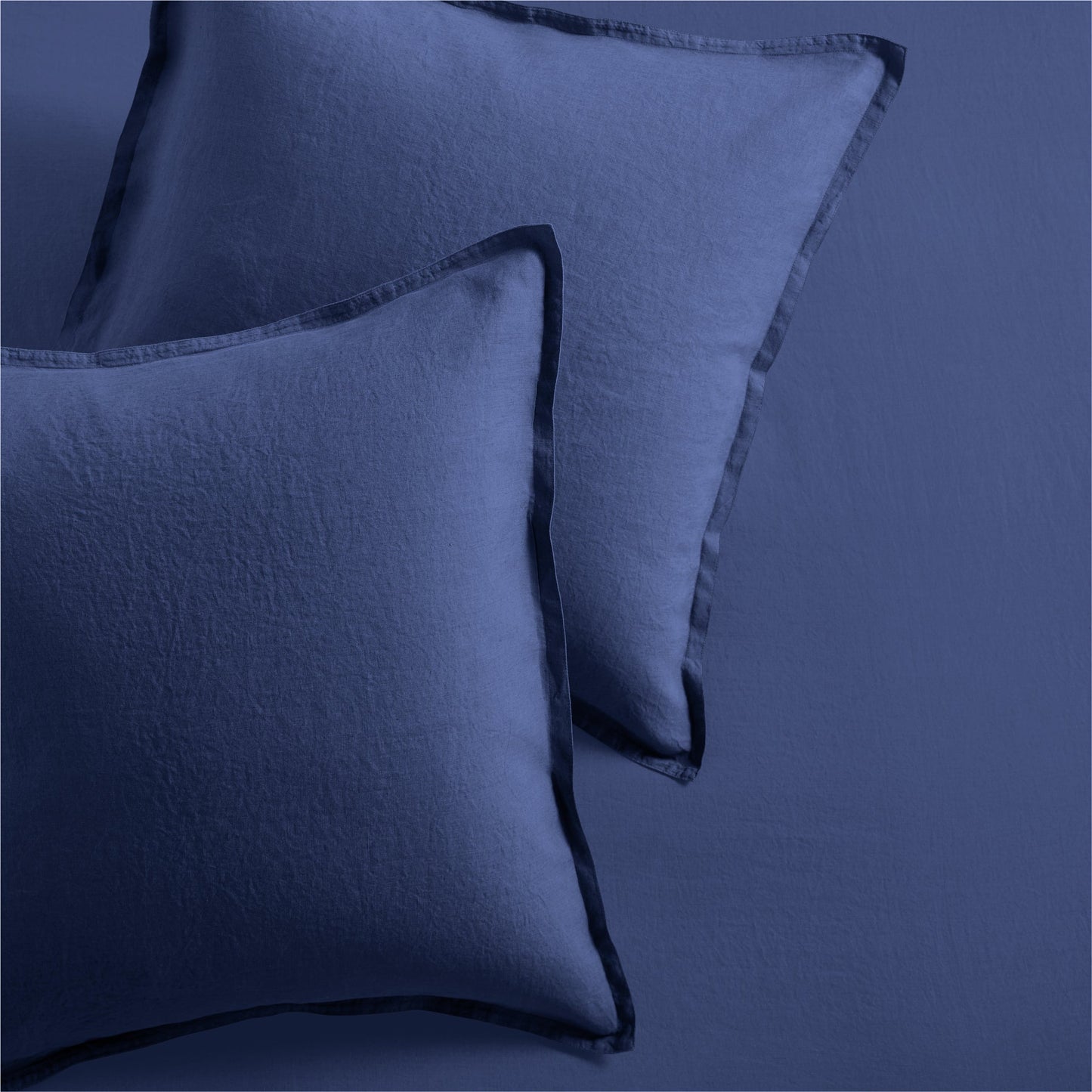 Navy Blue Washed Linen Pillow Shams, set of 2