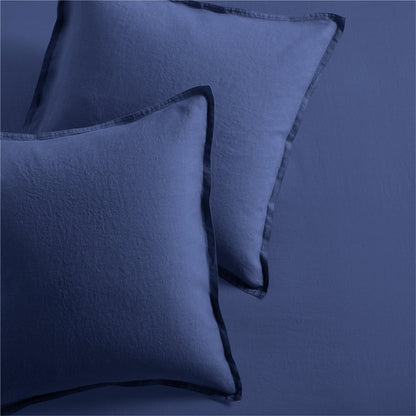 Navy Blue Washed Linen Pillow Shams, set of 2