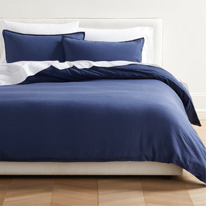 Navy Blue Washed Linen Duvet Cover