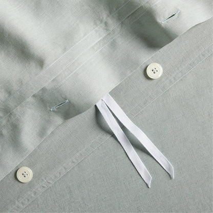 Sage Green Washed Linen Duvet Cover