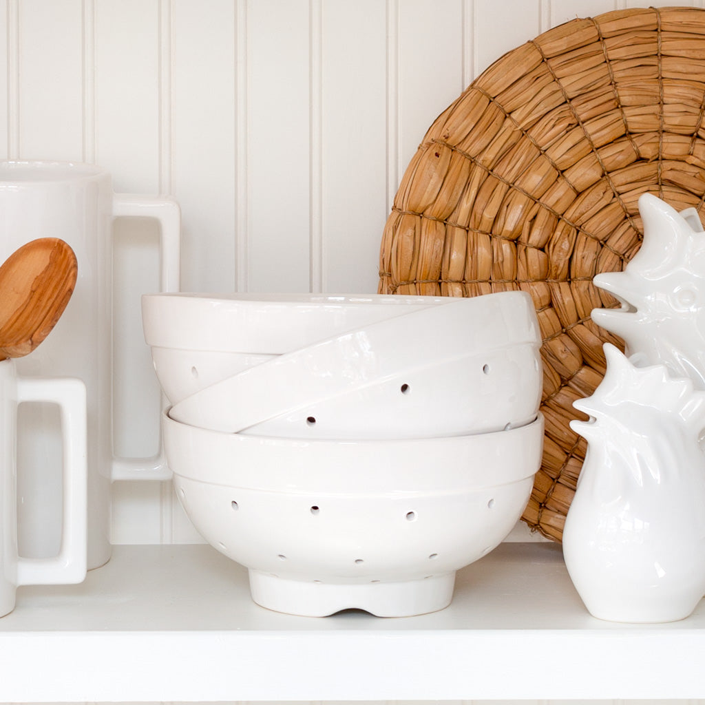 Hudson Grace White Ceramic Colander