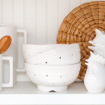 Hudson Grace White Ceramic Colander