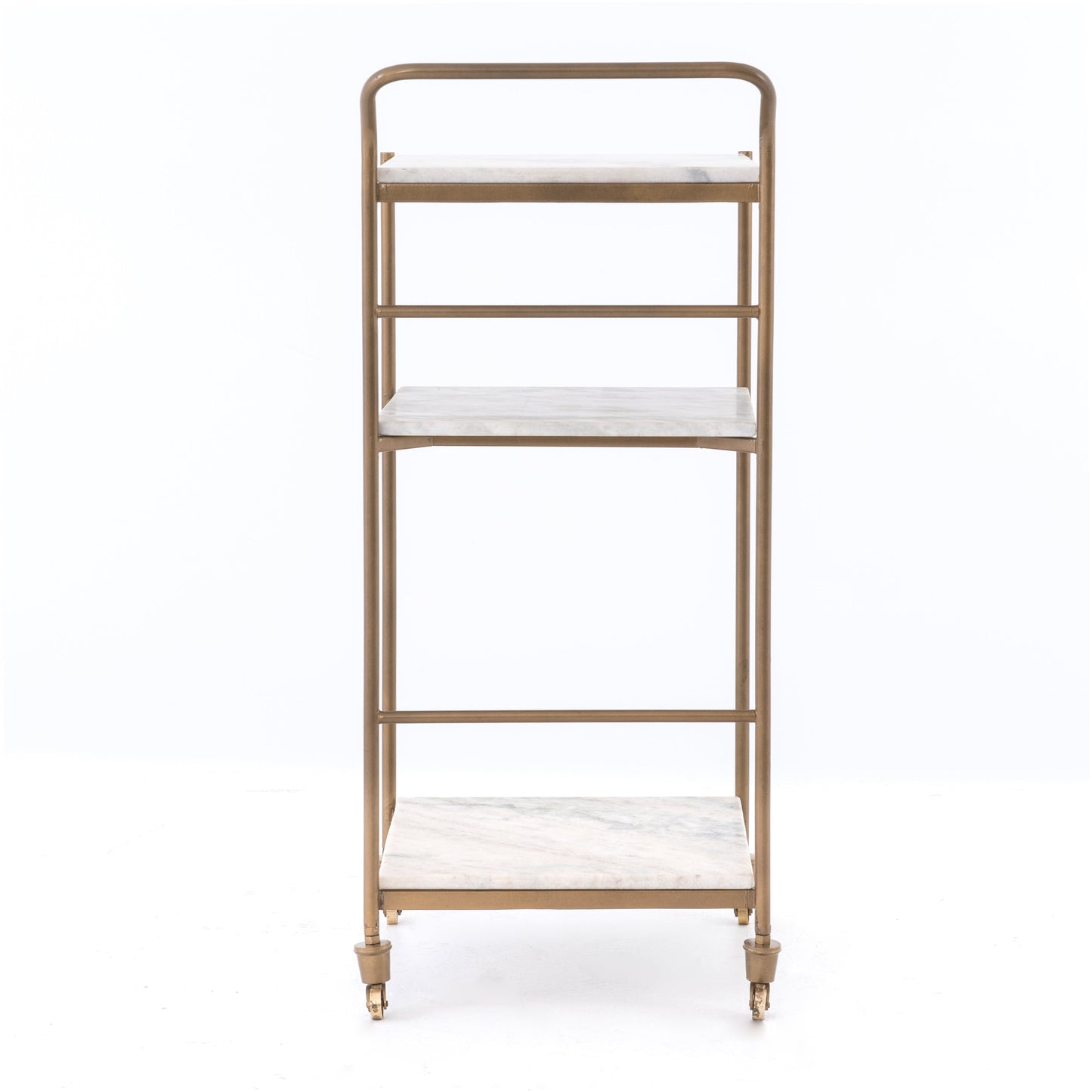 Three marble shelves with brass hardware