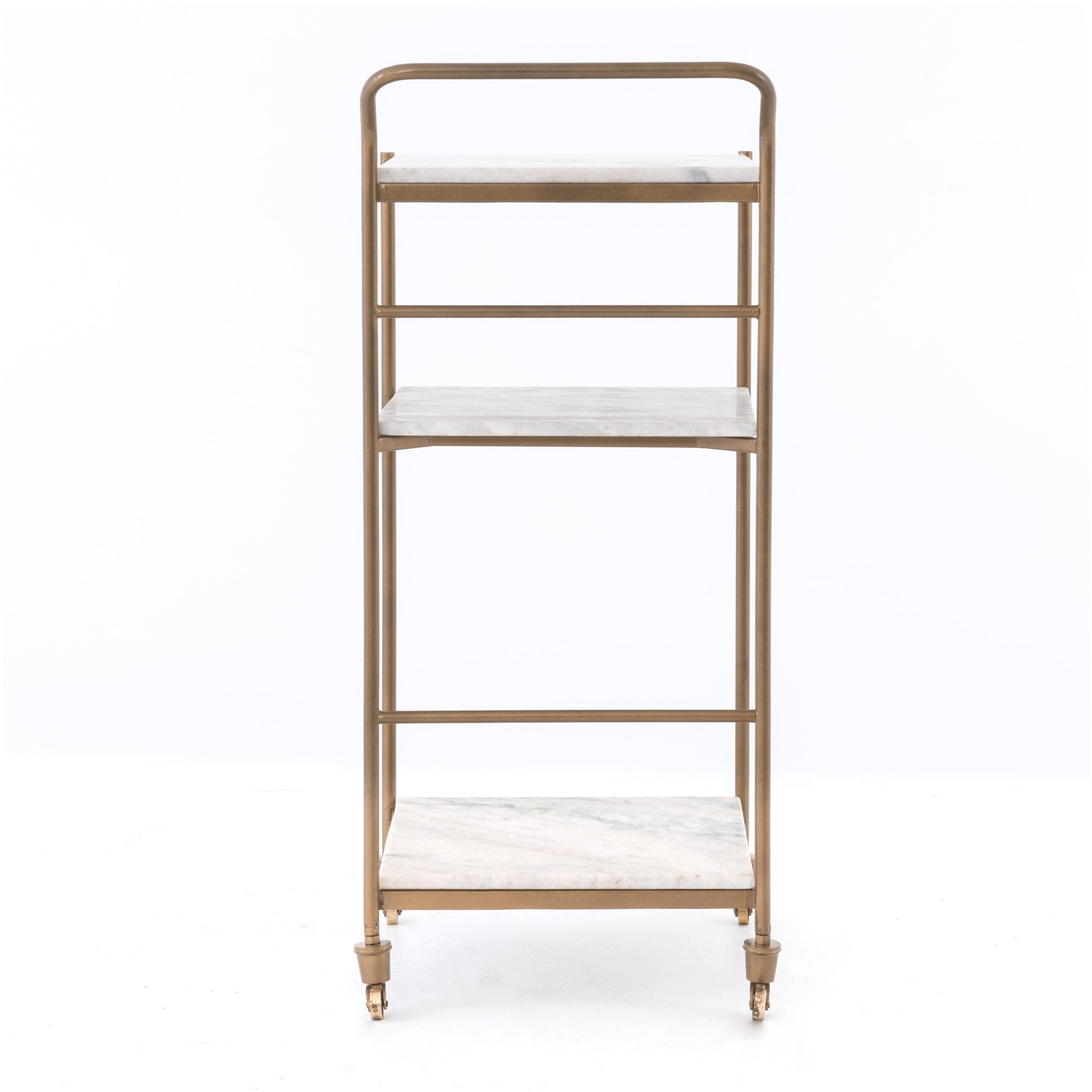 Three marble shelves with brass hardware