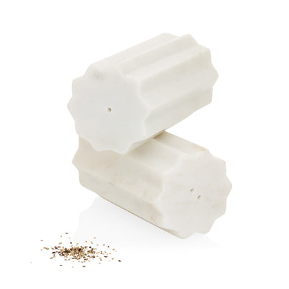 White Marble Facet Salt & Pepper, Set of 2