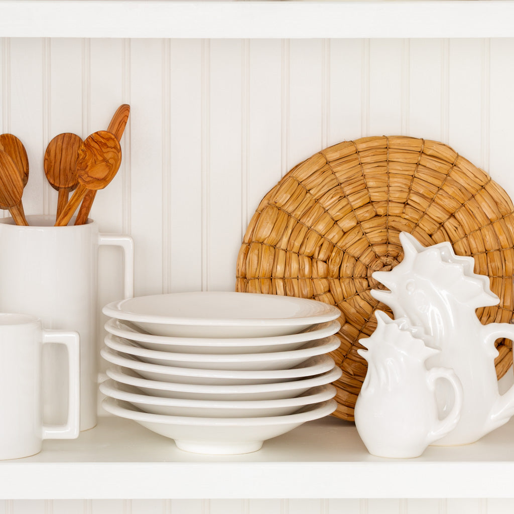 white ceramic pasta bowl 