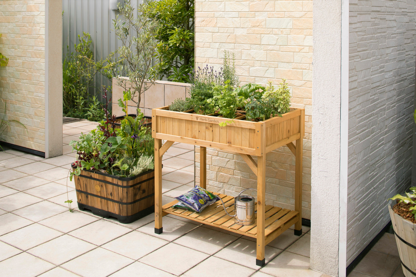 small wood herb garden planter 