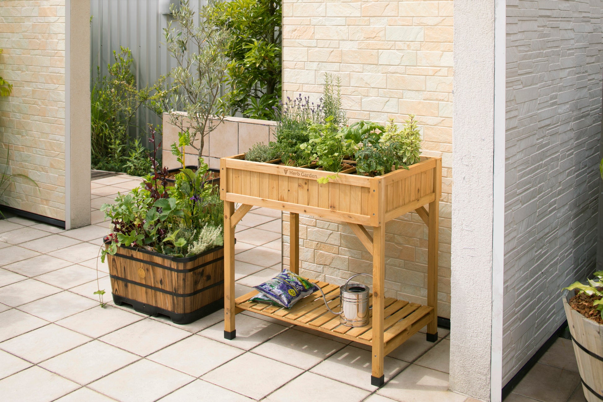 small wood herb garden planter 