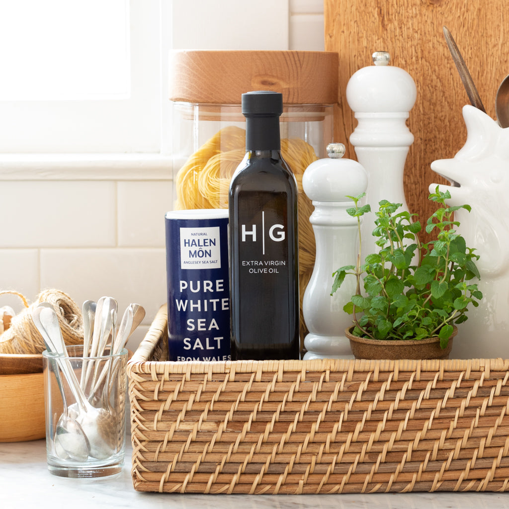 Large Glass Storage Canister with Blonde Wood Top