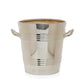 Short vintage silver ice bucket with lines and handles