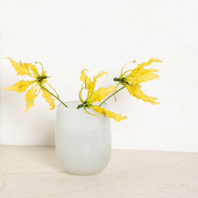 Small White Barrel Vase