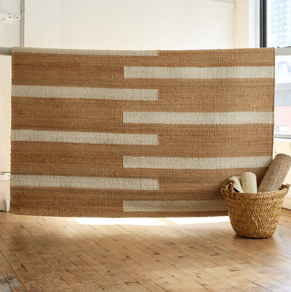 Ivory Staggered Blocks Rug, 8' x 10'