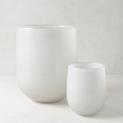 Small White Barrel Vase