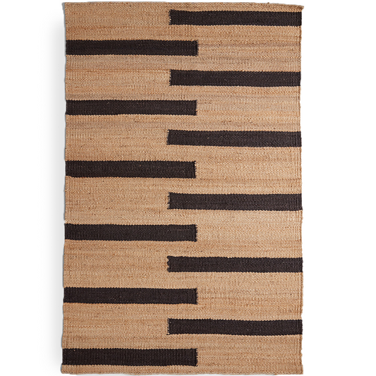 Black Staggered Blocks Rug, 8' x 10'