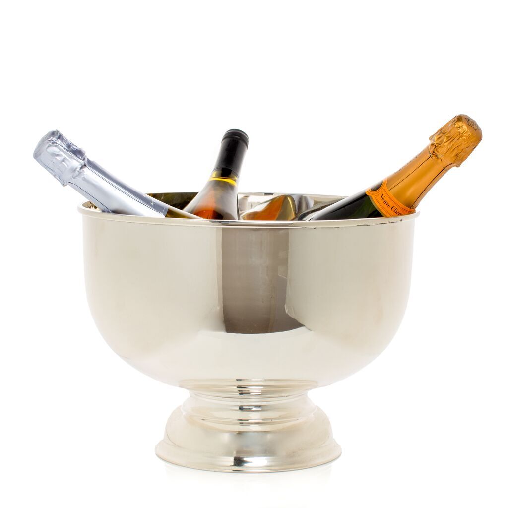 12 inch vintage silver punch bowl with foot