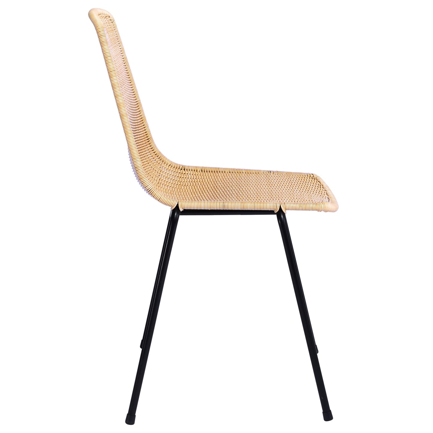 natural seat woven rattan with black legs dining chair