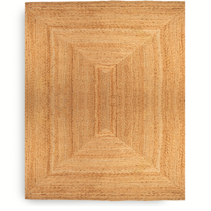 large handwoven jute rug with square pattern