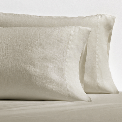 Khaki Washed-Linen Pillowcases, set of 2