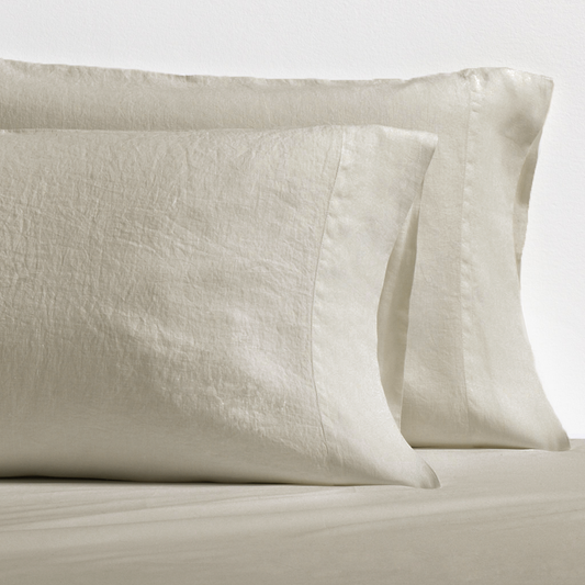 Khaki Washed-Linen Pillowcases, set of 2