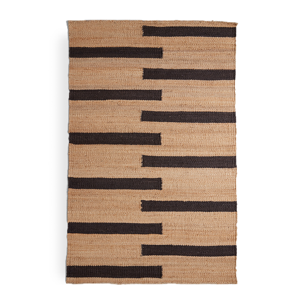 Black Staggered Blocks Rug, 5' x 8'