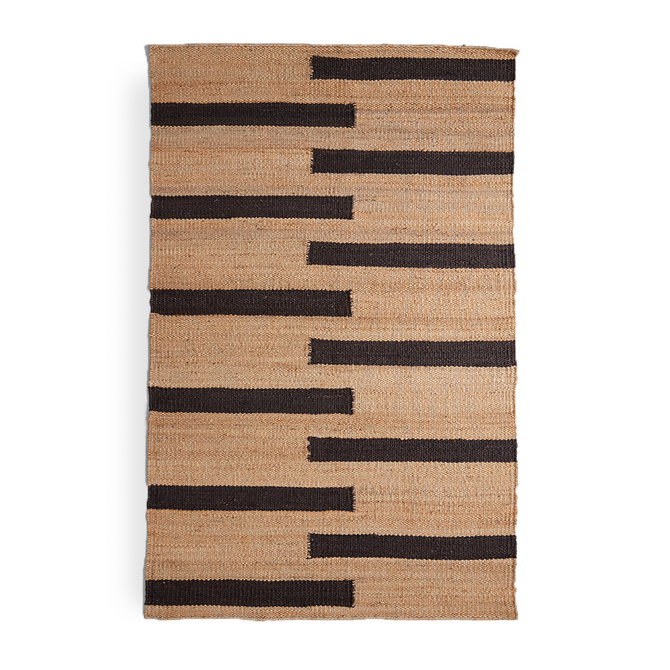 Black Staggered Blocks Rug, 5' x 8'