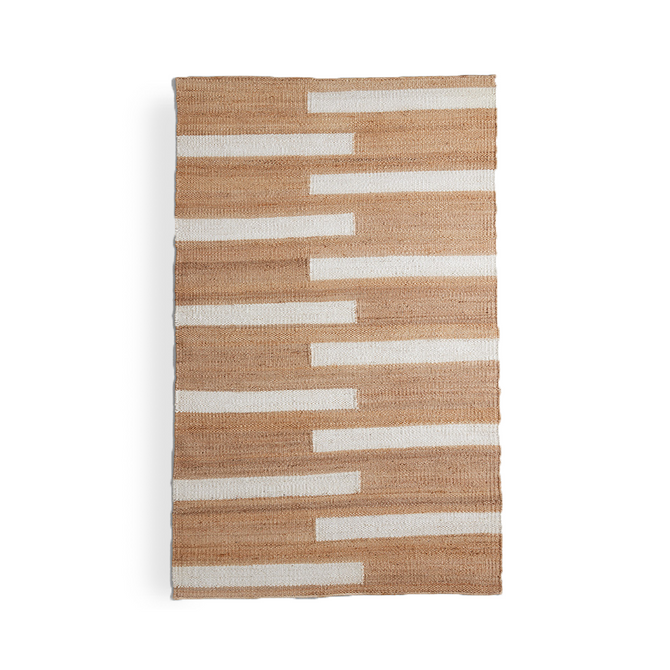 Ivory Staggered Blocks Rug, 4' x 6'