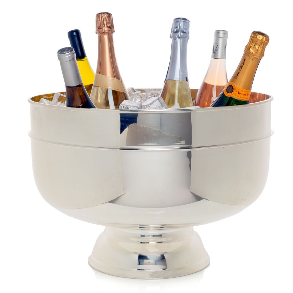 large vintage silver footed punch bowl