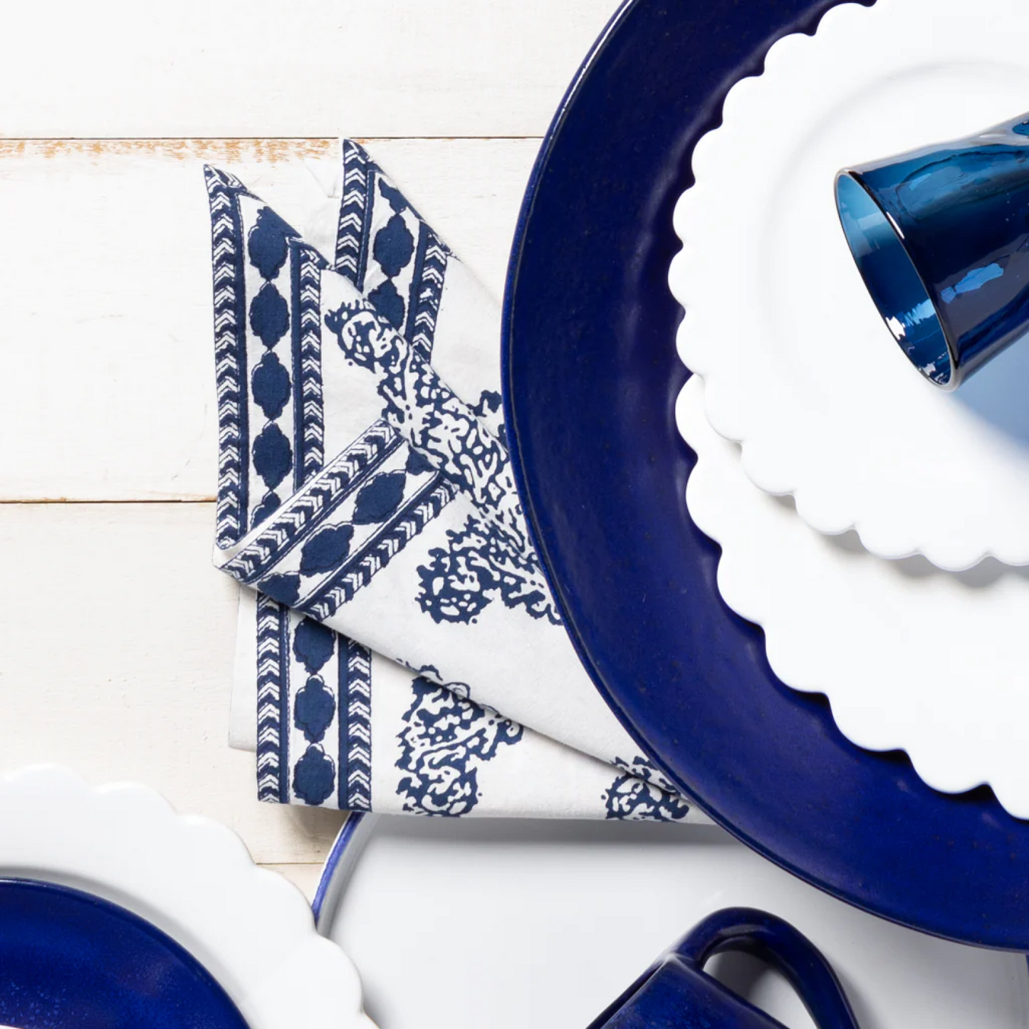 Bandana "Cone" Block-Print Oversized Linen Napkin