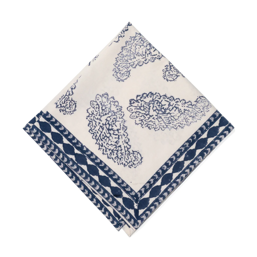 Bandana "Cone" Block-Print Oversized Linen Napkin