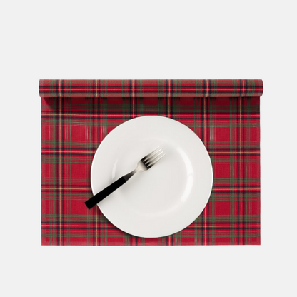 Red Tartan Tear-off Cotton Cocktail Placemat, Roll of 6