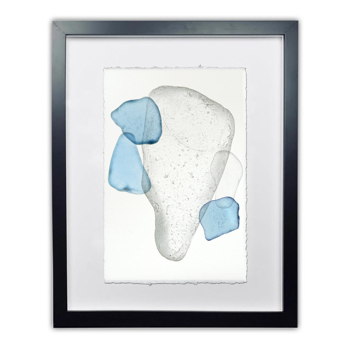 Sea Glass framed handmade paper wall art print 9"x14"