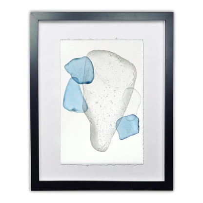 Sea Glass framed handmade paper wall art print 9"x14"