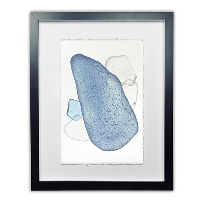 Sea Glass framed handmade paper wall art print 9"x14"
