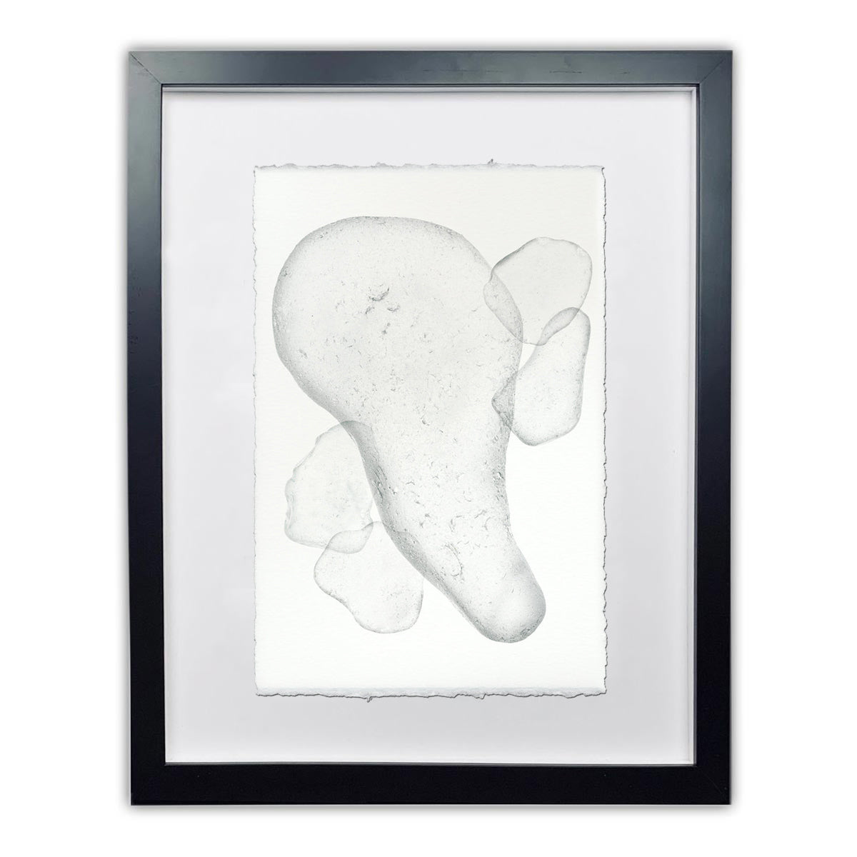 Sea glass framed handmade paper wall art print 9"x14"