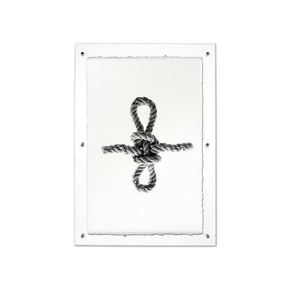Sheepshank Nautical Knot framed handmade paper wall art print 20"x30"