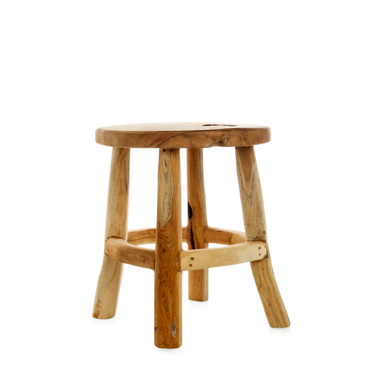 Teak Reclaimed Wood Stool, 17"