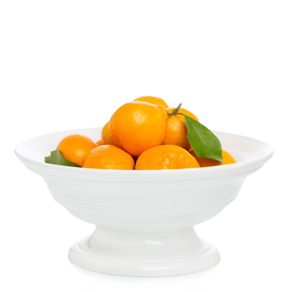 white ceramic footed serving bowl 