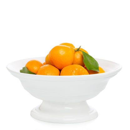 white ceramic footed serving bowl 