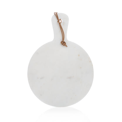 Flat Edge White Round Marble Paddle