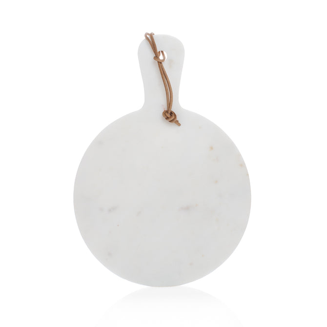 Flat Edge White Round Marble Paddle