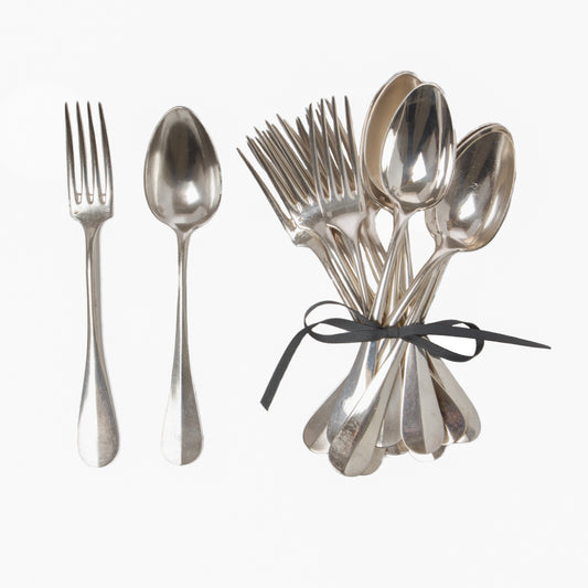 Antique French Set of 6 Spoons & 6 Forks