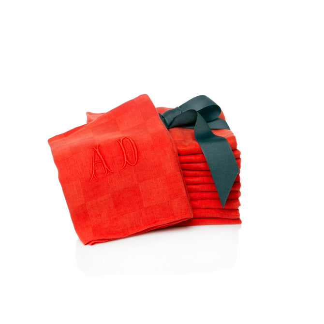 French Monogram Napkins, Set of 11 "AD"